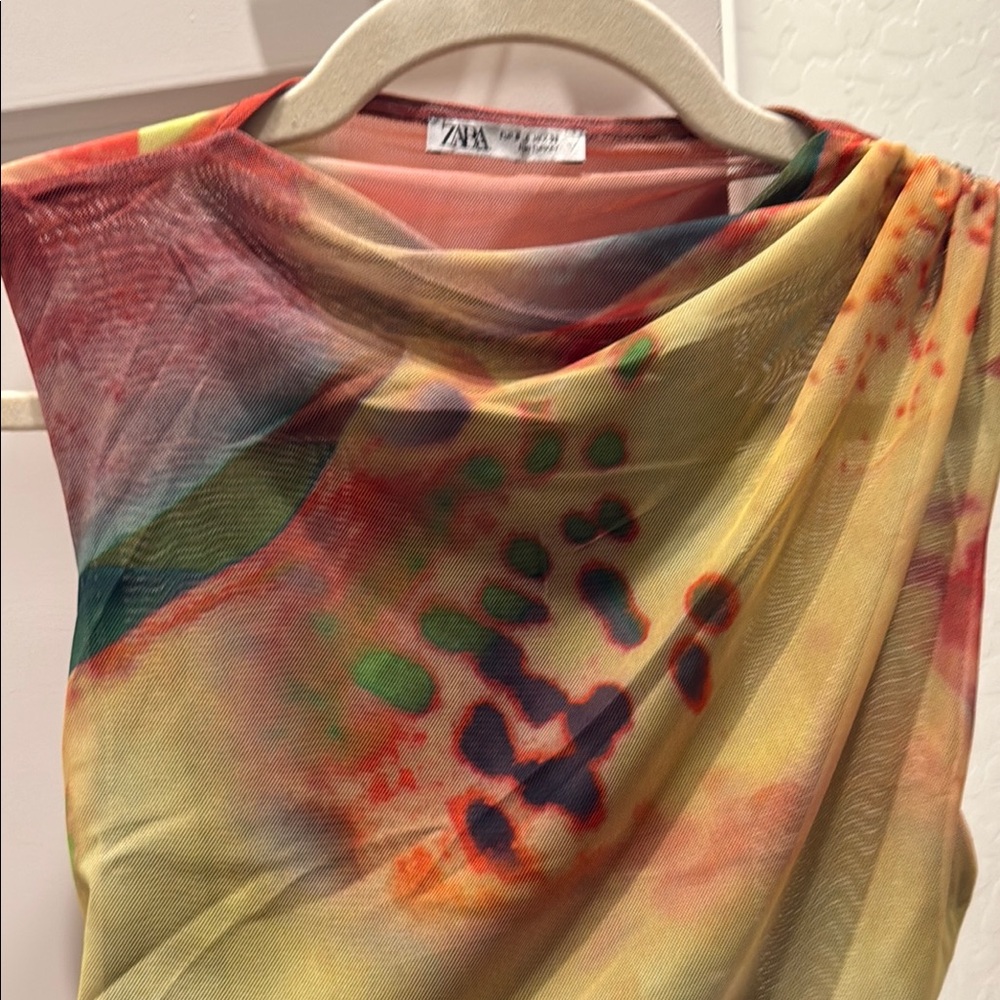 Zara Multicolor Draped Sleeveless Top - Picture 2 of 5
